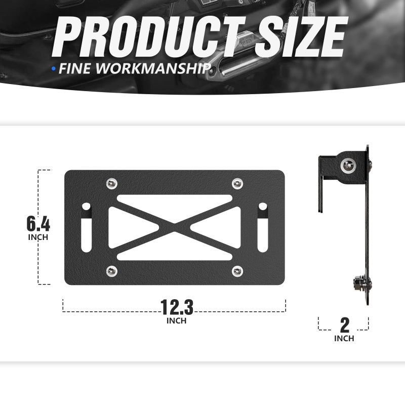 YZONA Flip-Up Universal Winch License Plate Frame Compatible with 10" Hawse Fairlead, Front License Bracket Holder Relocation, Bumper Winch Mount Roller, Fit for Most Off-Road Cars, Pickup Trucks SUVs - Image 2